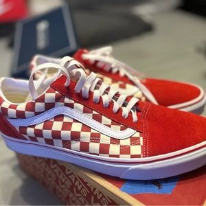 Vans Old Skool Red suede checker